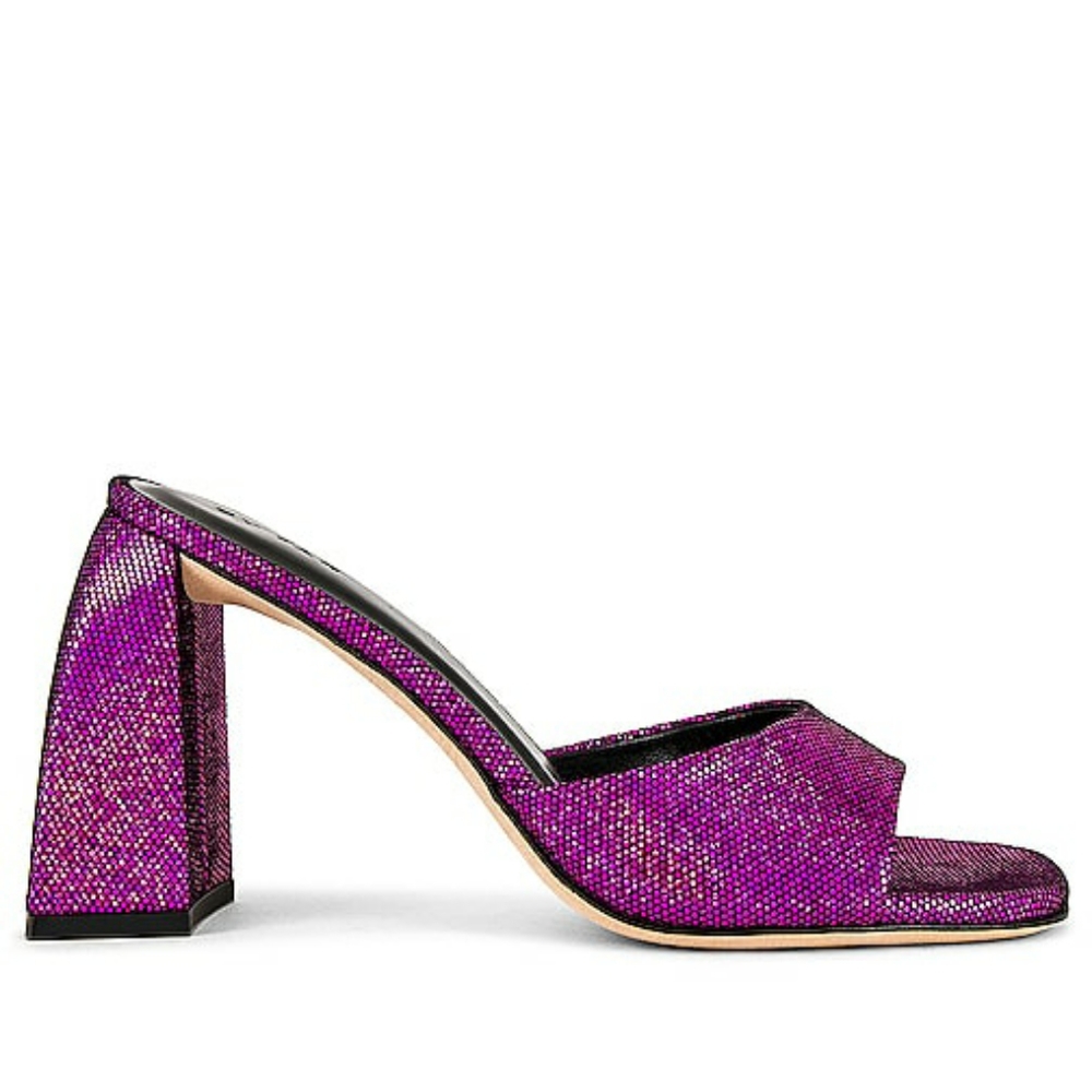 By Far Michele Mule in Fuchsia, New no box, chunky heel, sparkle, size 8, purple